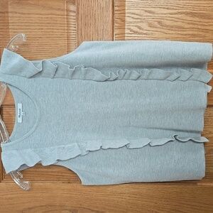 Madewell Ruffle Gray Knit Sleeveless Sweater Top Size SMALL